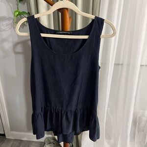 Navy Peplum Tank Top Blouse